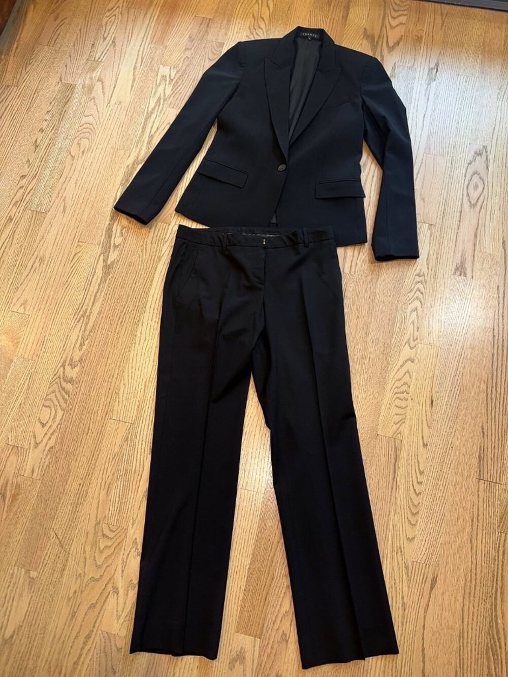 Theory Black Pant Suit Blazer Size 8 and Trousers Size 10